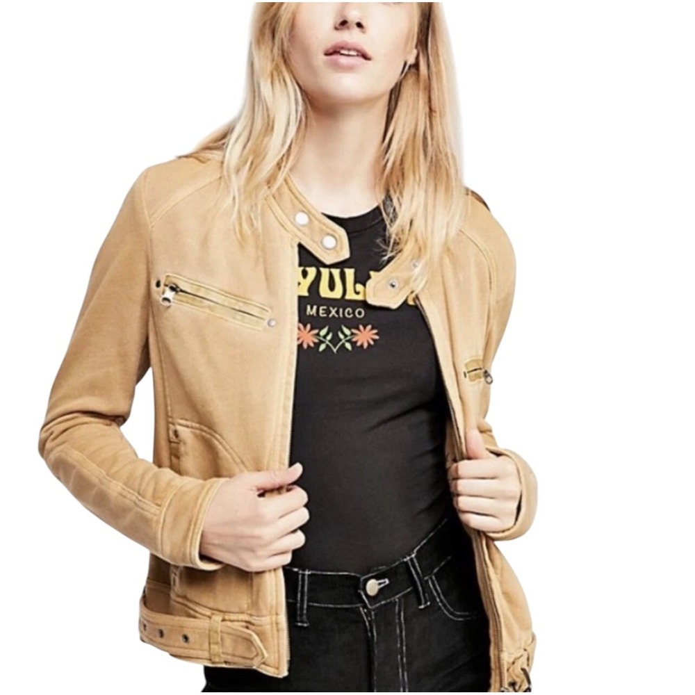 Free People Tan Leather Jacket